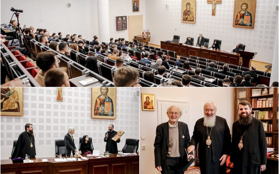 Profesorul Sebastian Brock a conferențiat la Facultatea de Teologie Ortodoxă din Cluj-Napoca și a fost gratulat de Mitropolitul Clujului